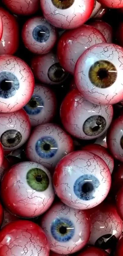 A close-up view of a colorful, detailed eyeball design for mobile wallpaper.