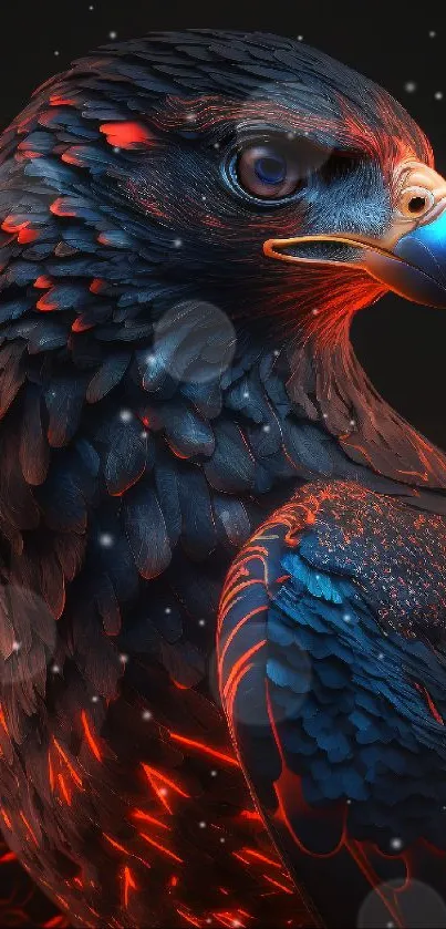 Vibrant digital artwork of a colorful falcon with intricate details.