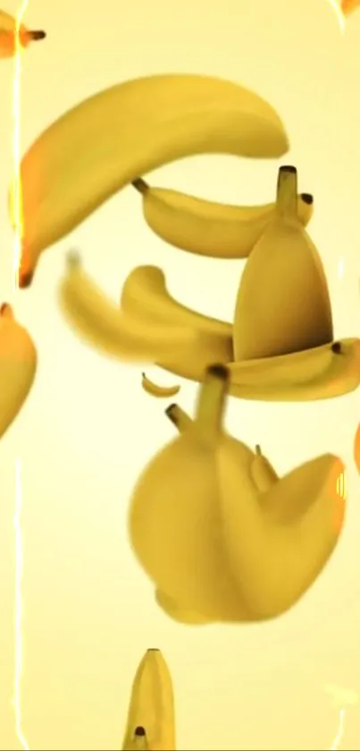 Vibrant bananas floating in a yellow background.