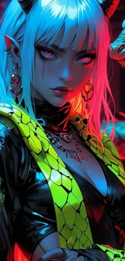 Vibrant anime character with glowing elements.