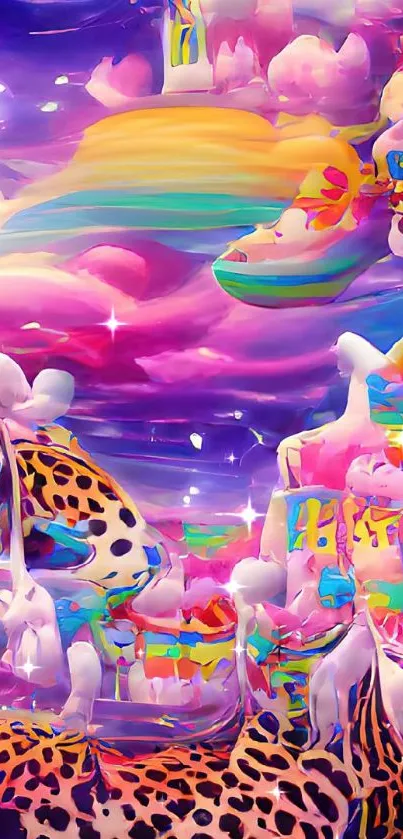 Colorful fantasy art wallpaper with vibrant abstract patterns and dreamlike scenery.