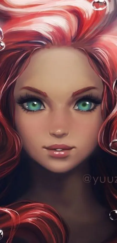 Artistic fantasy character with red hair.