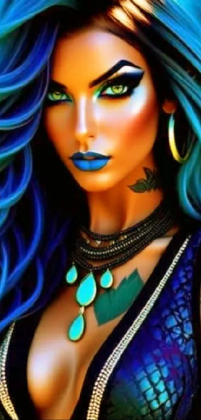 Vibrant artistic female portrait wallpaper.