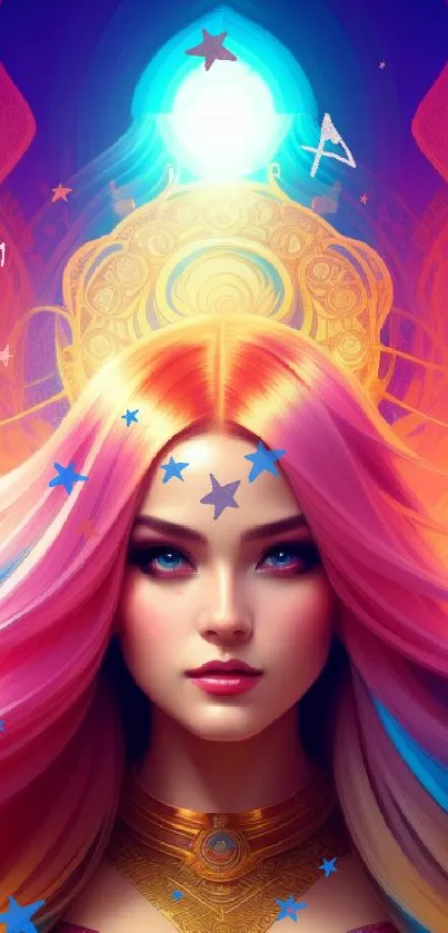 Vibrant fantasy artwork featuring a colorful and mystical portrait.