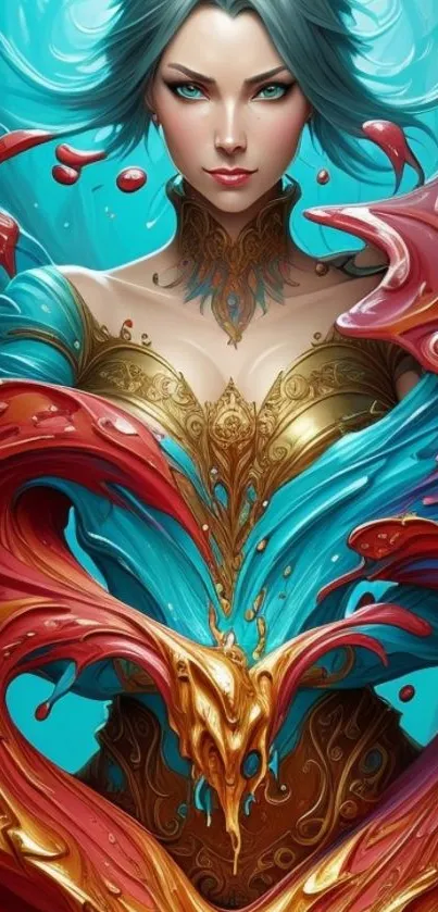 Vibrant fantasy artwork depicting a mystical character with vivid colors.