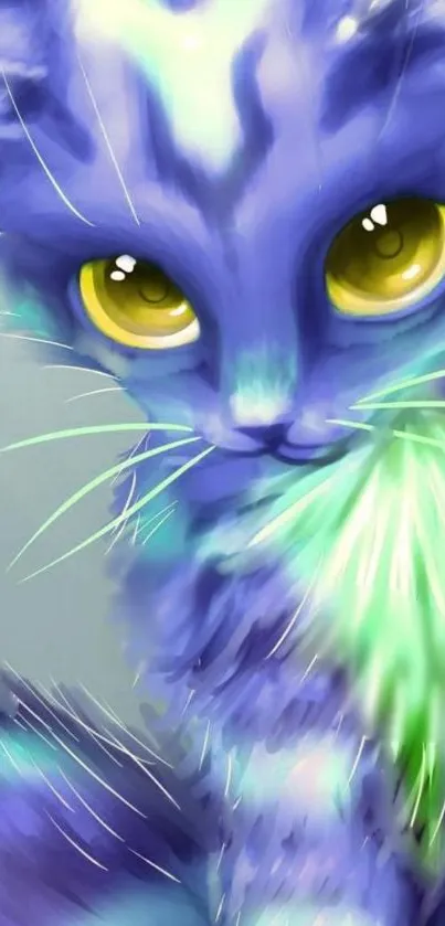 Colorful fantasy cat with vibrant hues.