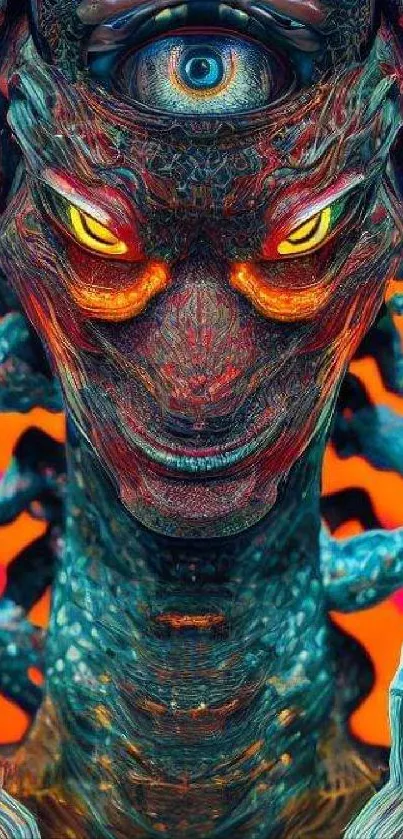 Surreal multi-eyed creature wallpaper, vibrant colors.