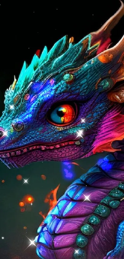 Vibrant fantasy dragon in vivid colors with intricate details.