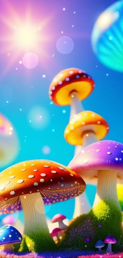 Colorful fantasy mushroom landscape with vibrant colors.
