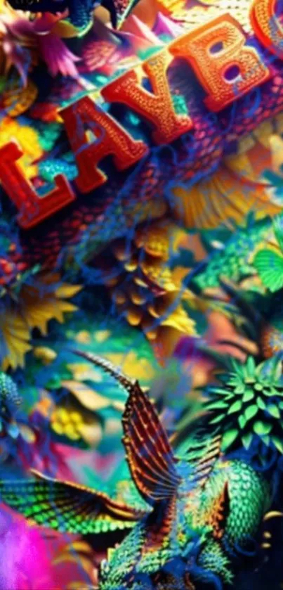 Vibrant and colorful fantasy nature wallpaper with intricate designs.