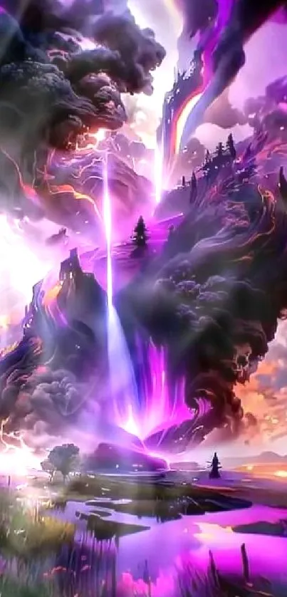 Purple fantasy storm clouds in digital art.