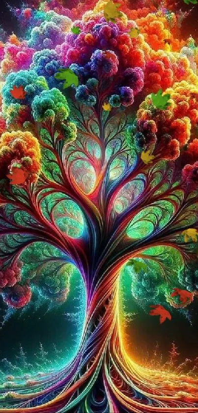 Vibrant multicolor tree in a fantasy style.