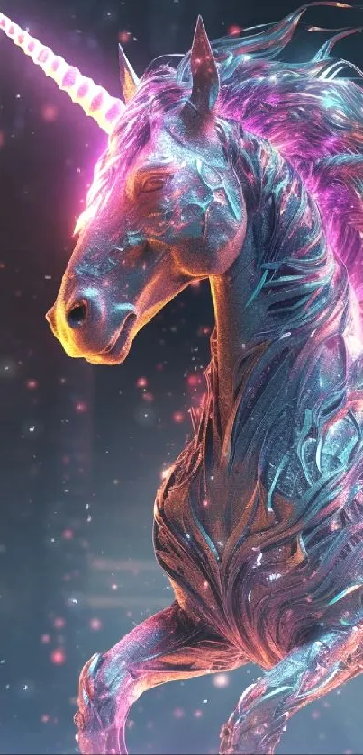 Vibrant fantasy unicorn in colorful light.