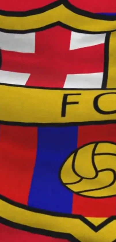 Vibrant FC crest wallpaper with red, blue, and yellow colors.