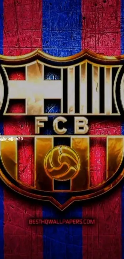 FCB logo on red and blue striped background wallpaper.