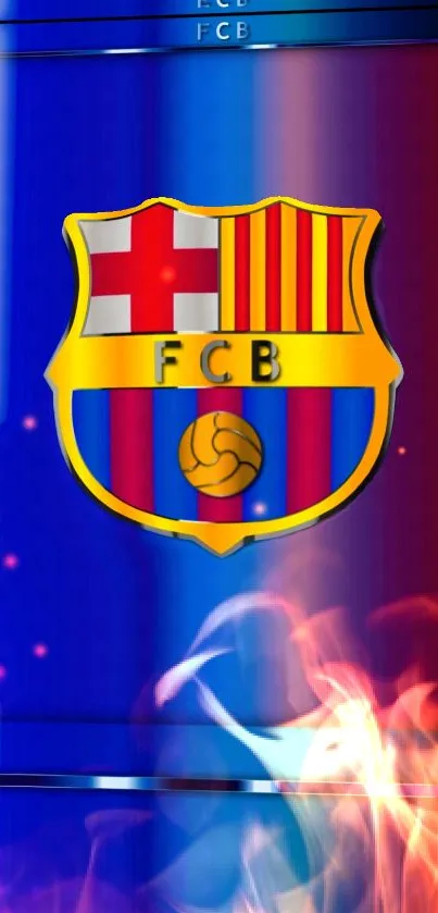 FC Barcelona crest with vibrant colors for mobile wallpaper.