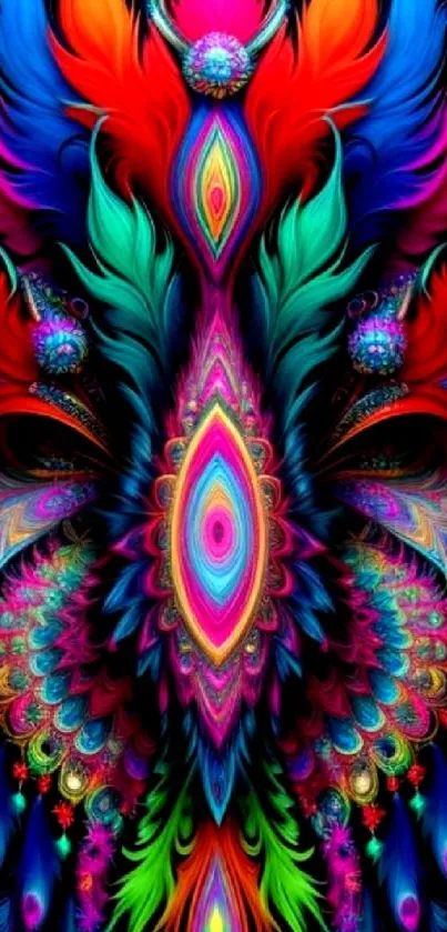 Colorful abstract feather design wallpaper.