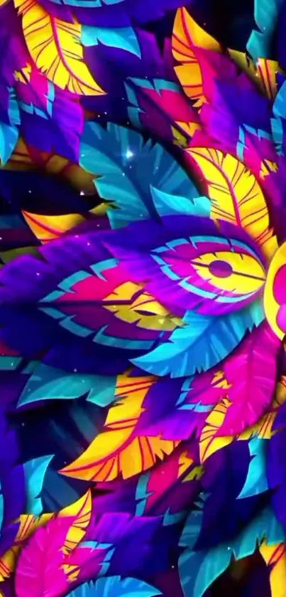 Vibrant feather art wallpaper with dazzling colors.