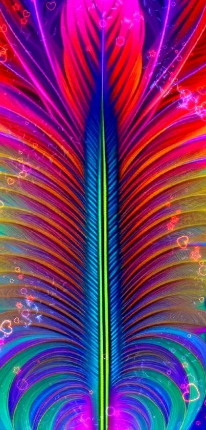 Vibrant feather-inspired rainbow wallpaper design.