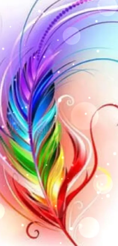 Colorful abstract feather art wallpaper with vibrant hues.