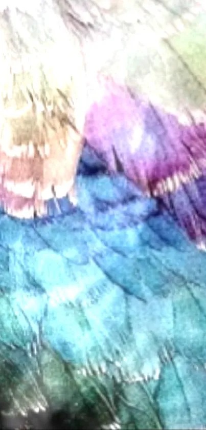 Vibrant blue and purple feather art wallpaper with dynamic colors.