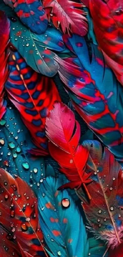 Colorful feather-themed mobile wallpaper.