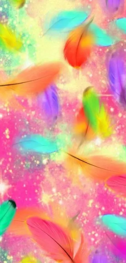 Colorful feather fantasy mobile wallpaper.