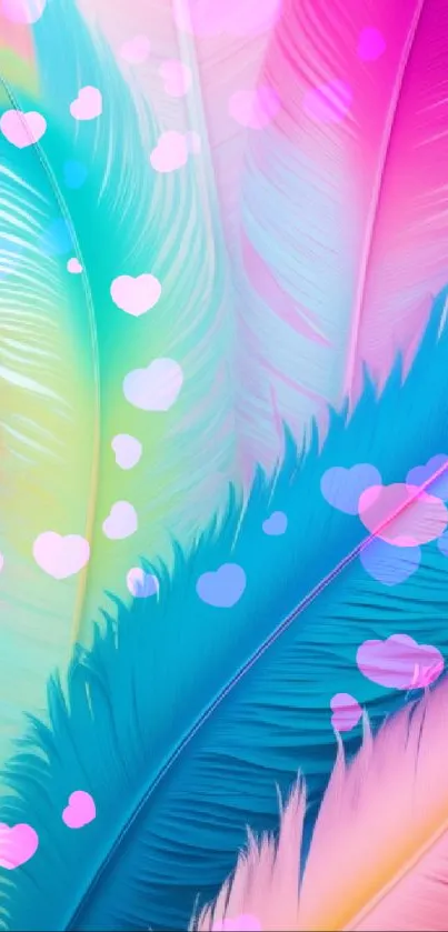 Vibrant pastel feathers mobile wallpaper.