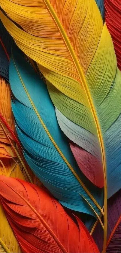 Vibrant and colorful feather wallpaper for mobile phone.