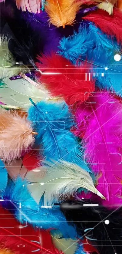 Colorful feather pattern mobile wallpaper.