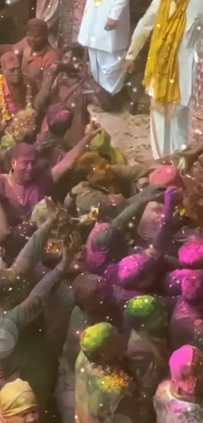 Colorful festival celebration with vibrant crowd.