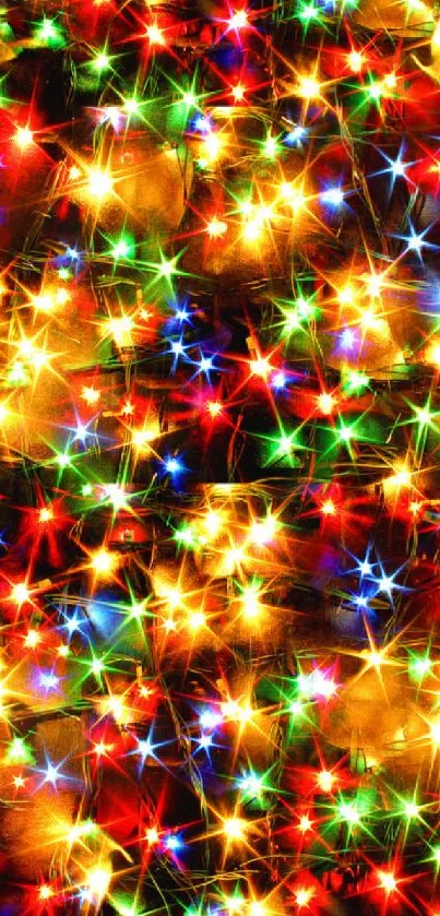 Vibrant festive lights with red, green, and yellow colors illuminating the screen.