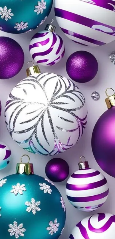 Colorful Christmas ornaments on a vibrant background.