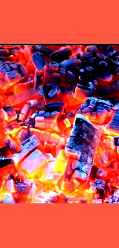 Fiery coals with a vibrant red glow.