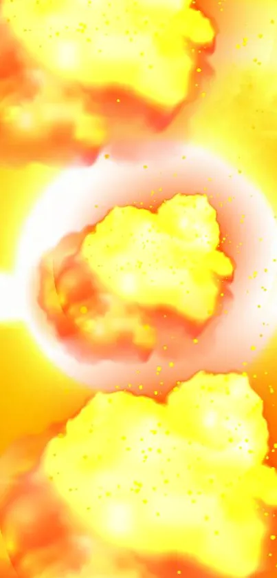 Vibrant yellow and orange fiery explosion mobile wallpaper.