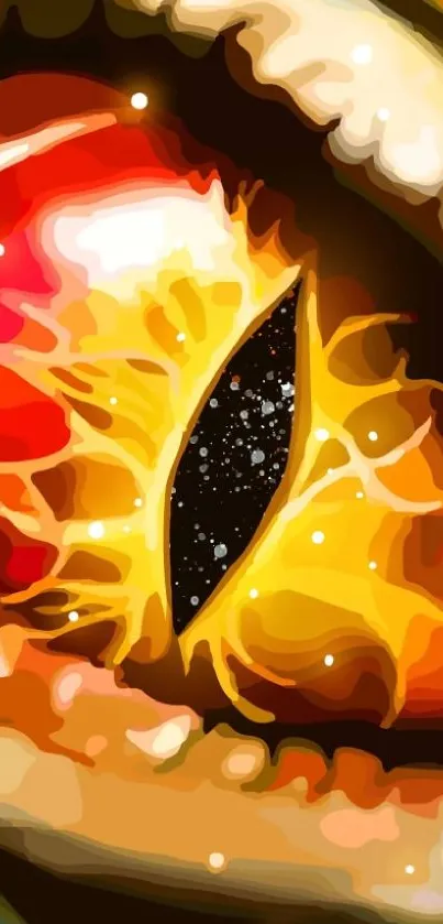 Vivid artistic wallpaper with a fiery eye design.