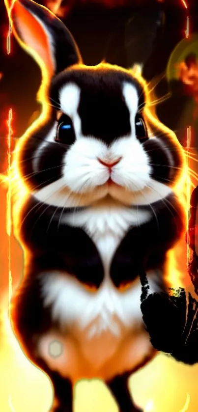 Fiery artistic rabbit with vibrant flames.