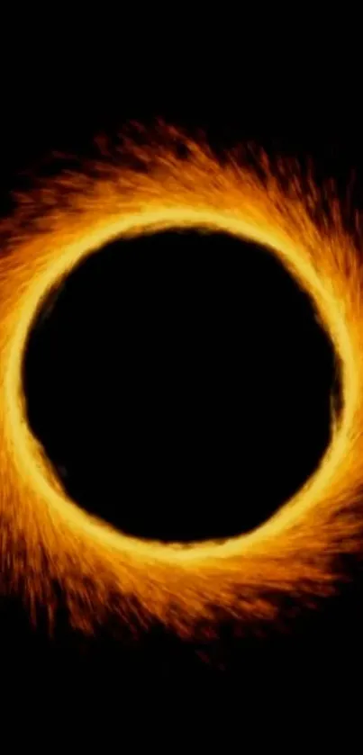 Fiery orange ring on a black background wallpaper.