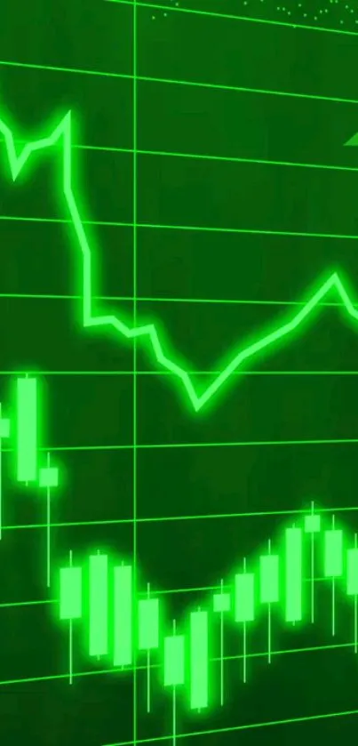 Neon green financial graph wallpaper depicting stock trends.