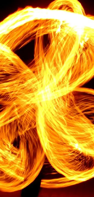 Vibrant mobile wallpaper of swirling fire dance art.