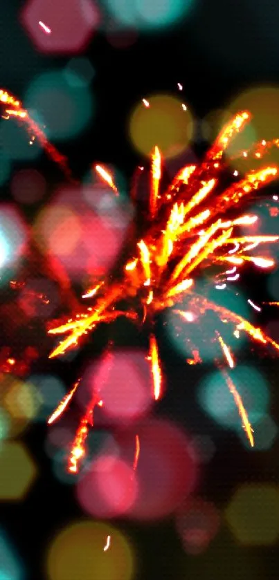 Orange fireworks bursting against a black sky, creating a vivid visual effect.