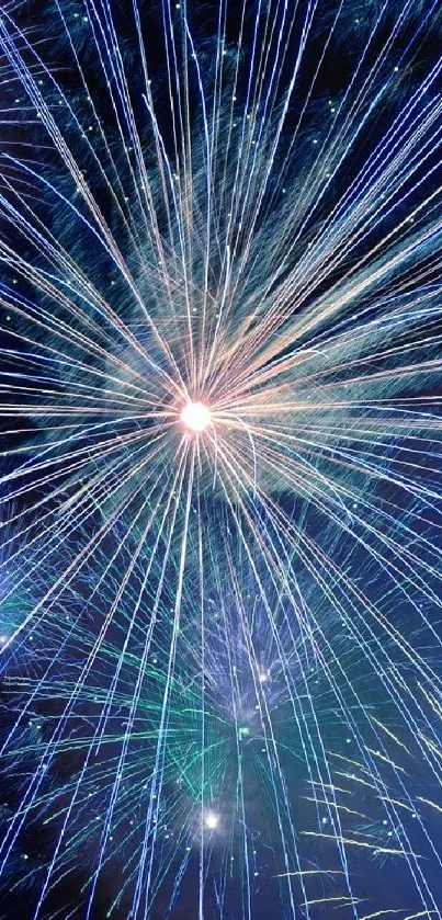 Explosive firework display with vibrant blue hues and stunning sparks.