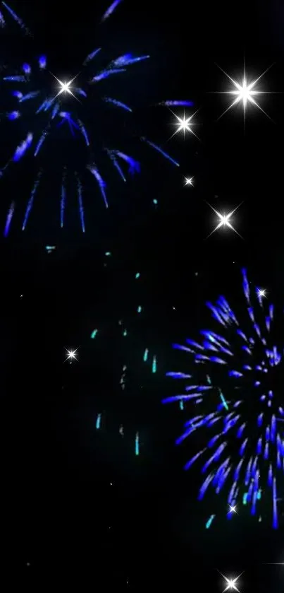 Vibrant fireworks exploding in night sky wallpaper.