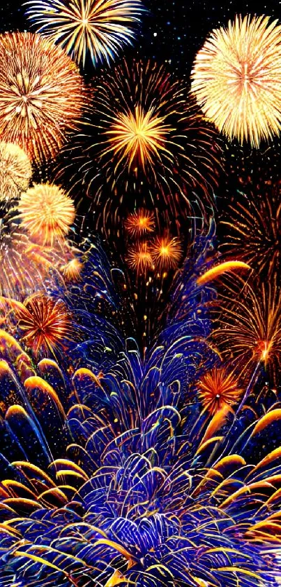 Vibrant mobile wallpaper with colorful fireworks display.
