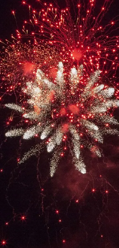 Explosion of vibrant fireworks against the night sky.