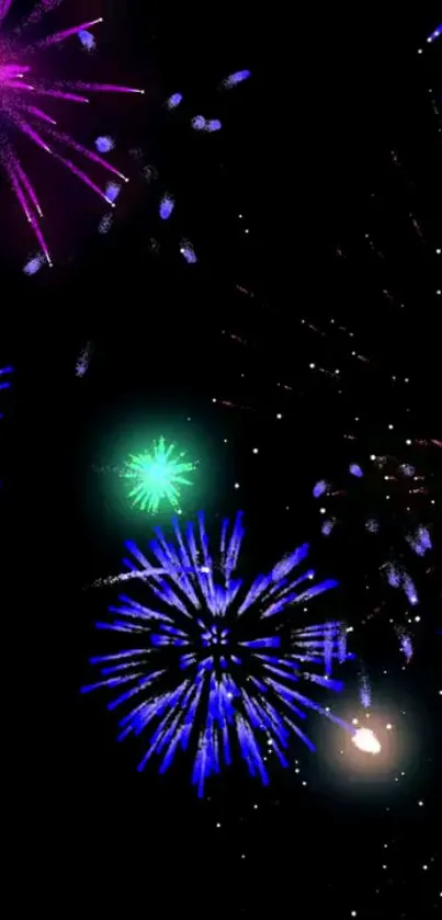 Colorful fireworks lighting up the night sky in a dazzling display.