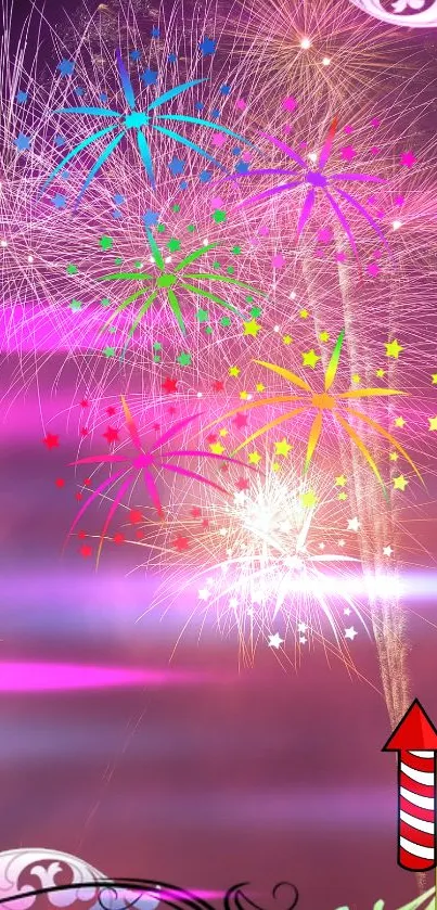 Vibrant fireworks display in a colorful night sky wallpaper.