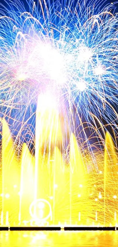 Colorful fireworks exploding in a vibrant display, lighting up the night sky.