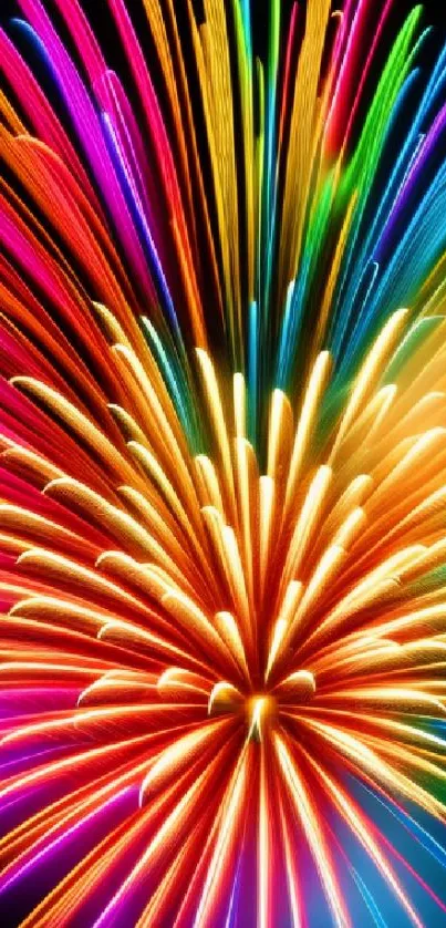 Vibrant and colorful fireworks bursting in the night sky with bright hues.