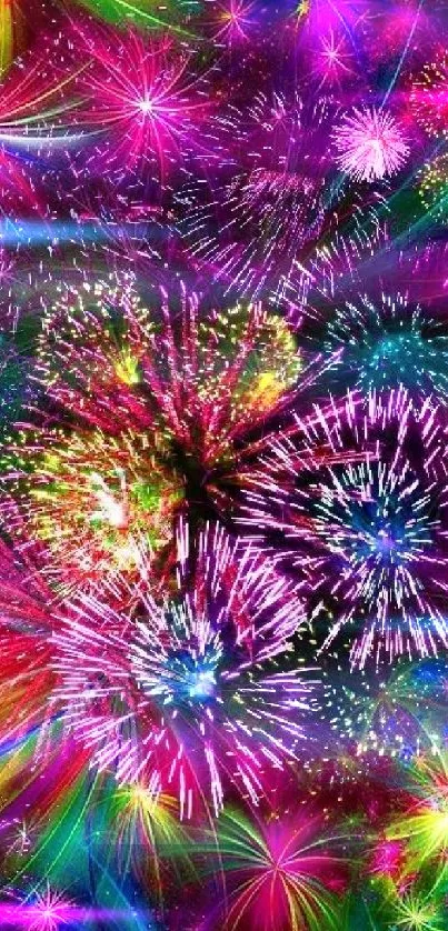 Vibrant fireworks wallpaper with colorful explosions and bright sparks.